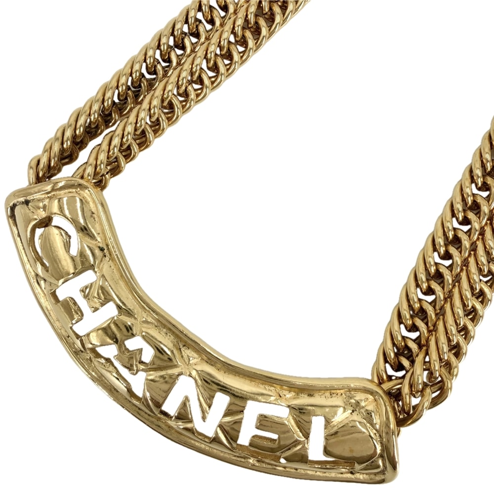 CHANEL シャネル ネックレス ロゴ マトラッセ ヴィンテージ アクセサリー チェーン GP ゴールド レディース 約151.5g【中古品】
