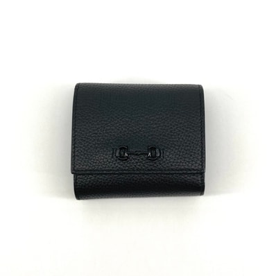 GUCCI(グッチ) ホースビッド 745981 二つ折り財布 ブラック