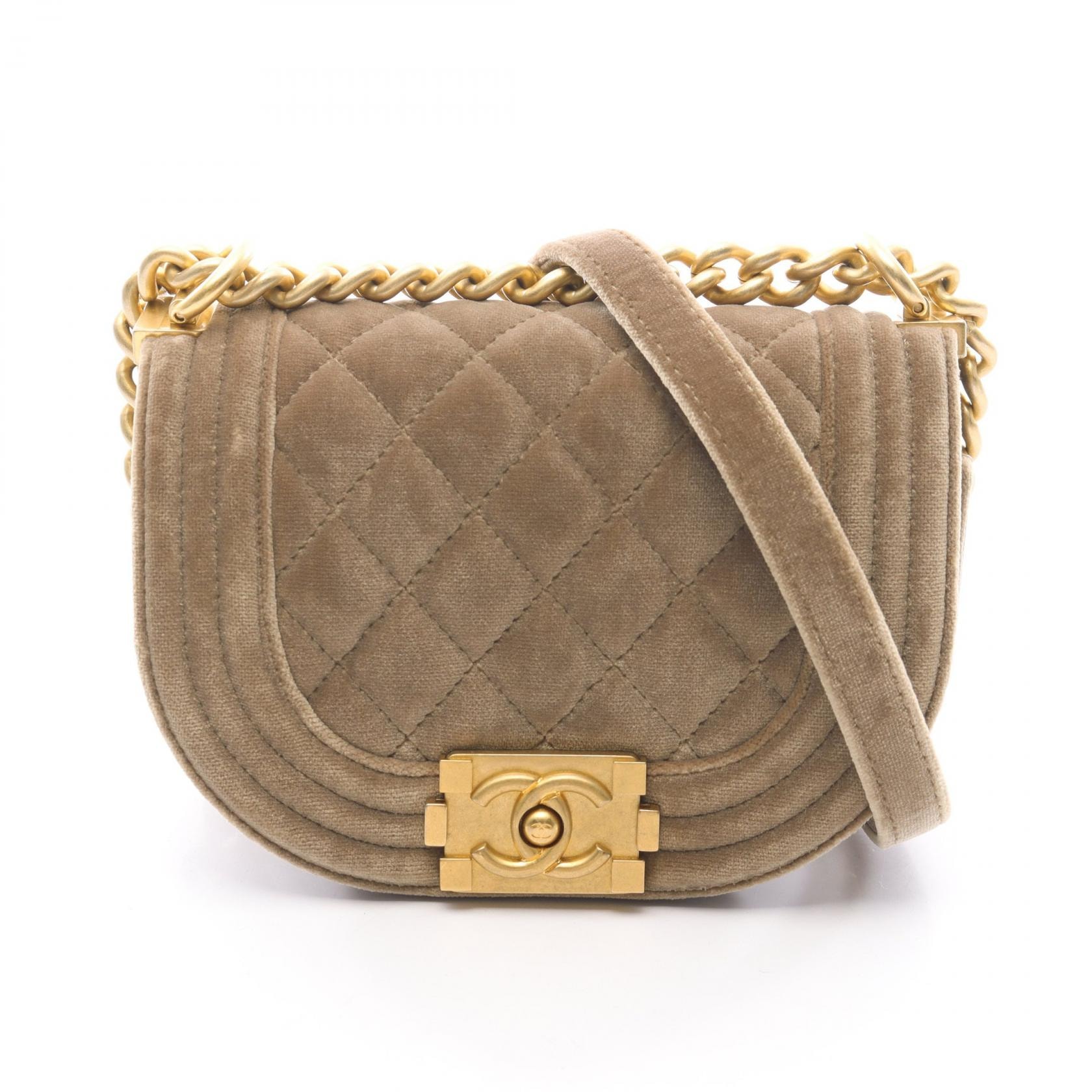 シャネル CHANEL ボーイシャネル ミニ マトラッセ ショルダーバッグ バッグ ファブリック レディース カーキ系 【中古】