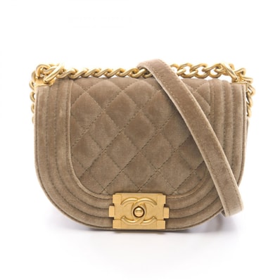 シャネル CHANEL ボーイシャネル ミニ マトラッセ ショルダーバッグ バッグ ファブリック レディース カーキ系 【中古】