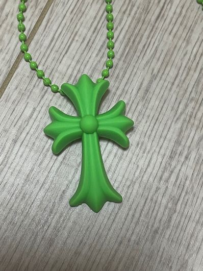Chrome Hearts Rubber Small CH Cross Silicon Necklace Top Aoyama 20th Anniversary "Green"