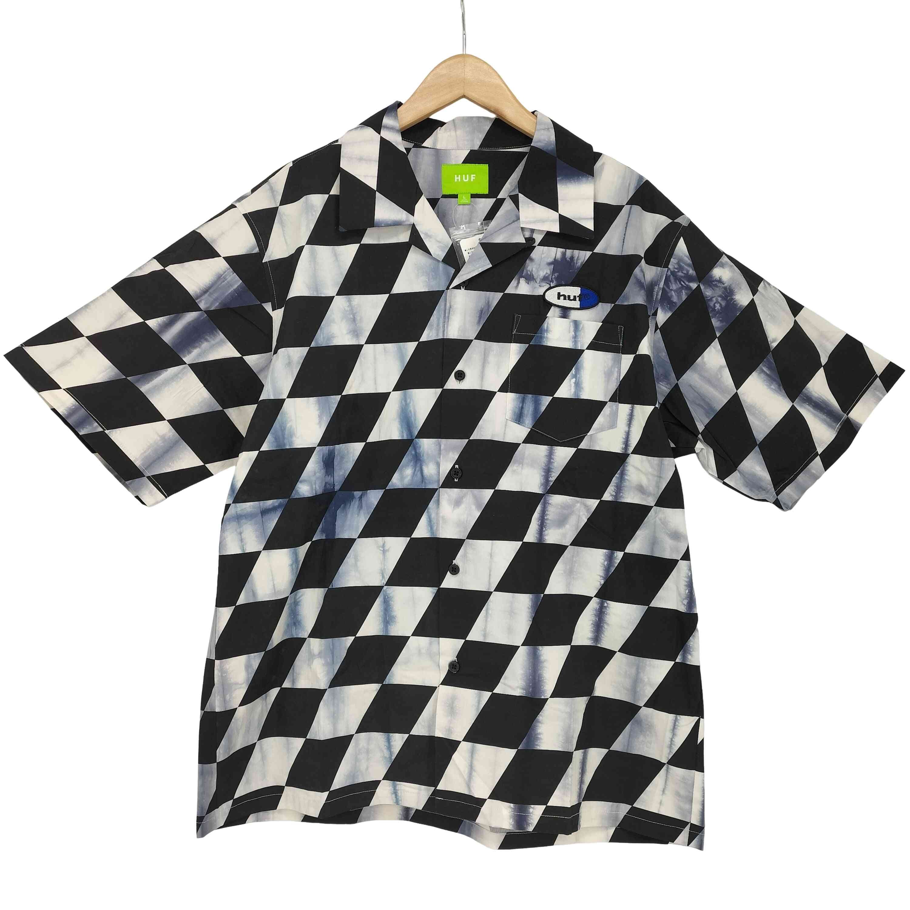 power unit tie dye shirt 菱柄 タイダイ染め オープンカラーシャツ【1141792742163】