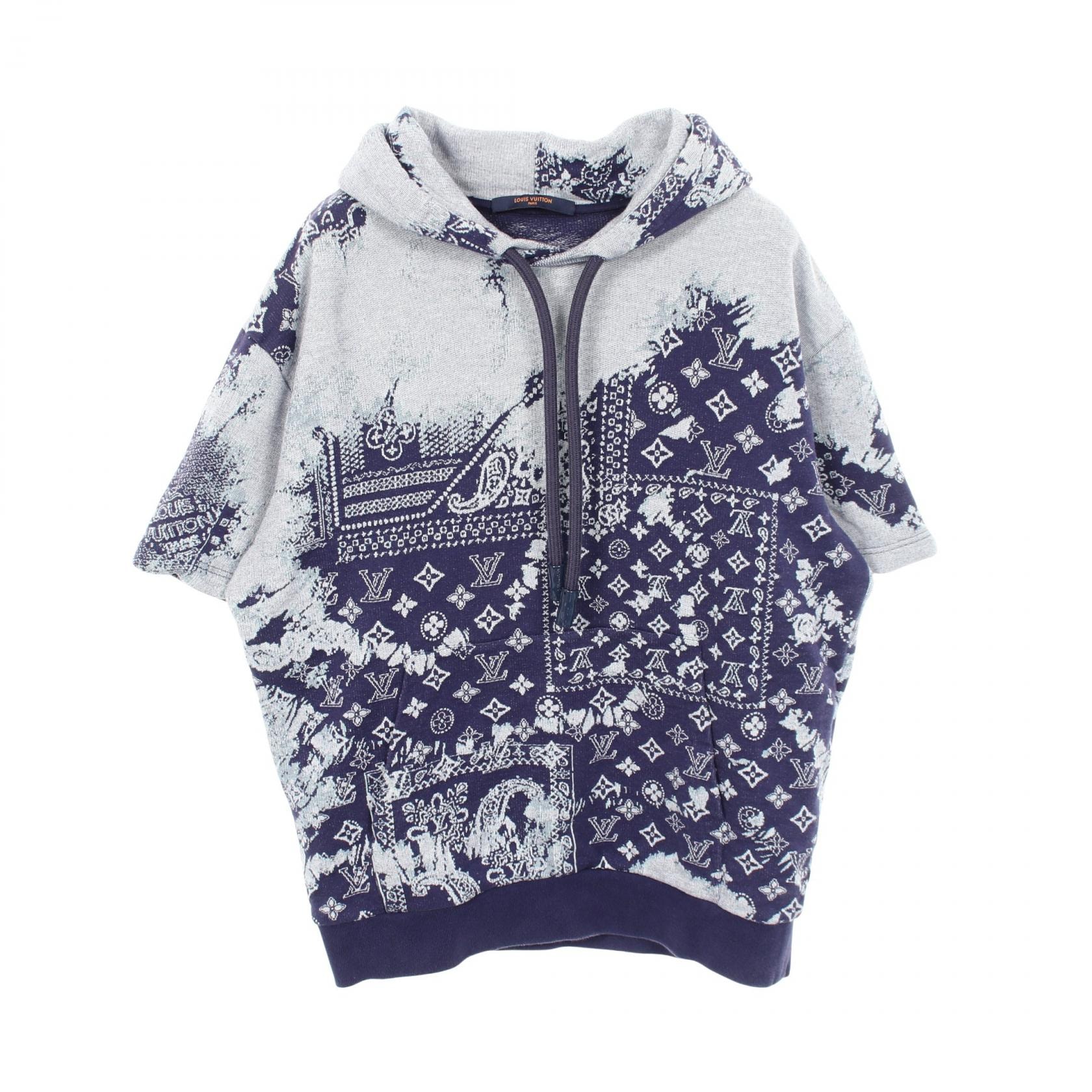 ルイ・ヴィトン LOUIS VUITTON モノグラム バンダナ ショートスリーブフーディ パーカー 衣料品 トップス コットン メンズ ネイビー系 【中古】