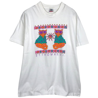 古着 90年代 フルーツオブザルーム FRUIT OF THE LOOM アニマル柄 魚柄 プリントTシャツ USA製 メンズXL相当 ヴィンテージ/eaa650389