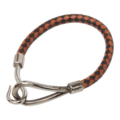 エルメス ジャンボブレス ブレスレット シルバーブラウン メタル レザー レディース HERMES 【中古】