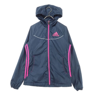adidas アディダス ワンポイントロゴ 長袖 フーディジャケット M ネイビー