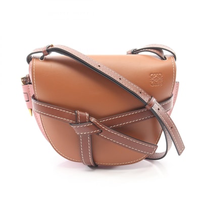 ロエベ LOEWE GATE BAG ゲートバッグ スモール ショルダーバッグ バッグ レザー レディース ブラウン系 / ピンク系 321.54.T20 【中古】
