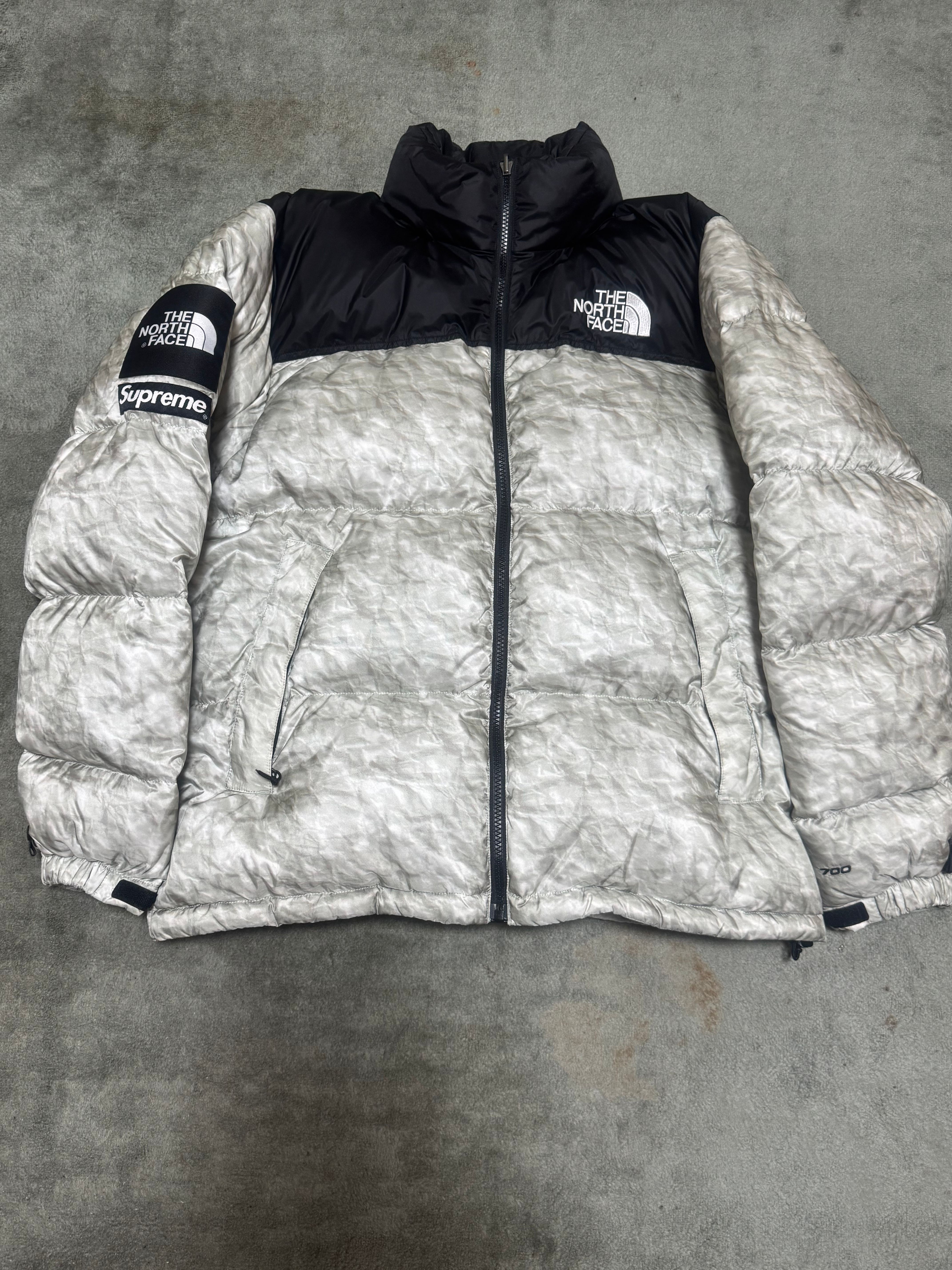 Supreme x The North Face Nuptse Jacket "White Paper Print"