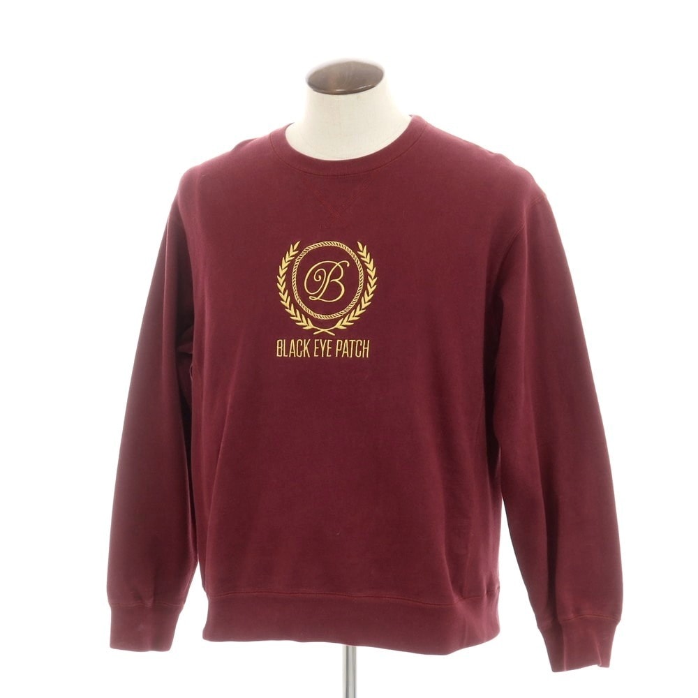 【中古】ブラックアイパッチ BlackEyePatch コットン クルーネック スウェット ボルドー【サイズL】【メンズ】