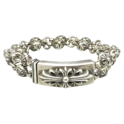 Chrome Hearts Floral Cross Cross Ball Bracelet "Silver"