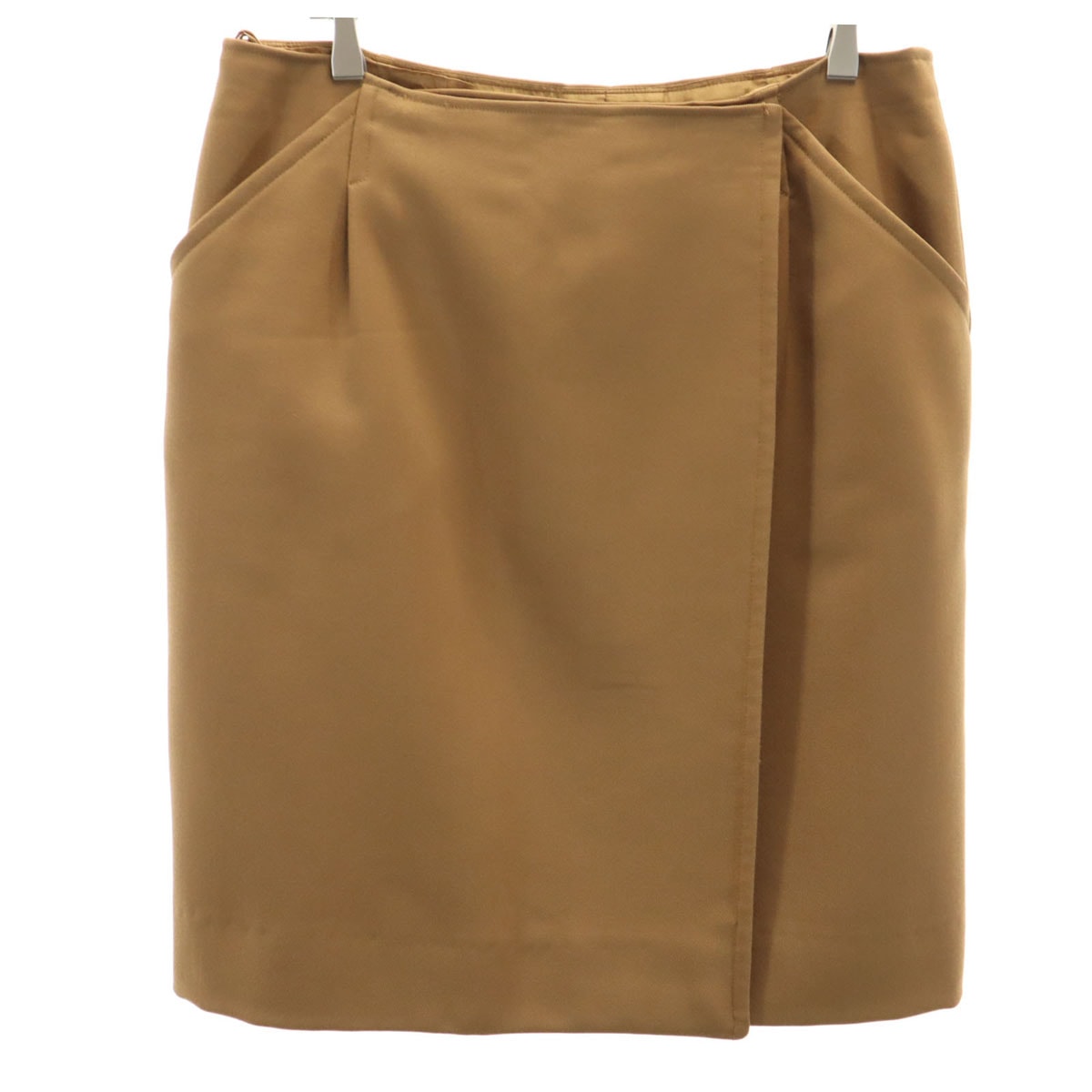 HERMES エルメス フランス製 ミディ丈 ラップスカート 40 ブラウン