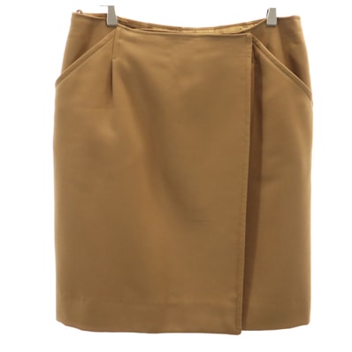 HERMES エルメス フランス製 ミディ丈 ラップスカート 40 ブラウン