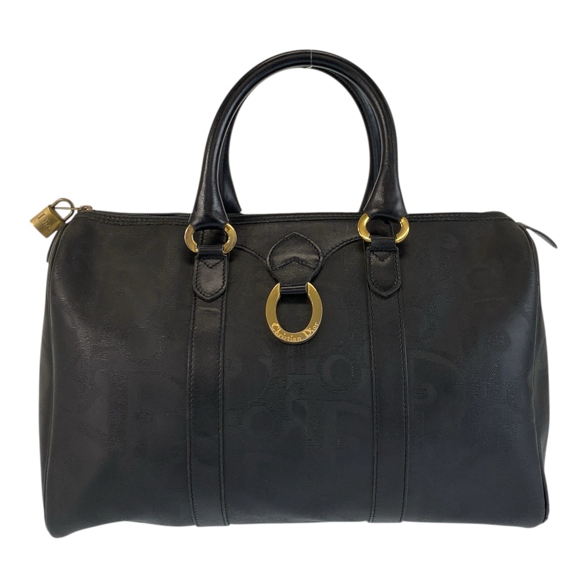 Christian Dior クリスチャンディオール ヴィンテージ トロッター ブラック 黒 ゴールド金具 PVC レザー/ ハンドバッグ ボストンバッグ 600835 【中古】