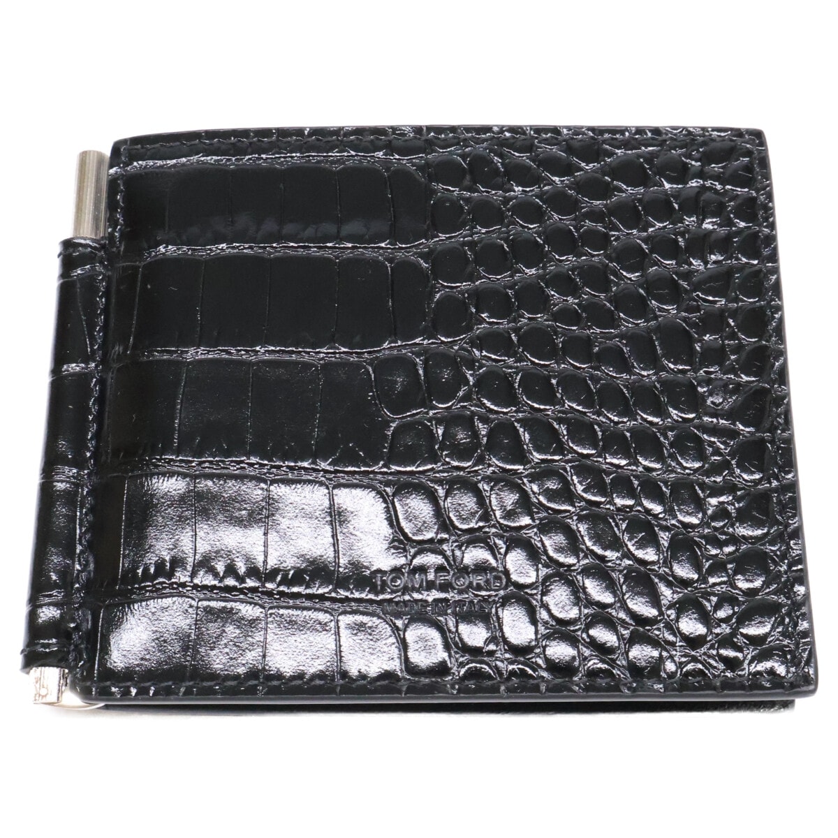 トムフォード 【新品同様】MONEY CLIP WALLET 型押しレザー マネークリップ ウォレット