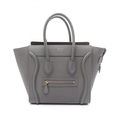 セリーヌ CELINE ラゲージ マイクロショッパー トートバッグ バッグ レザー レディース グレー系 【中古】