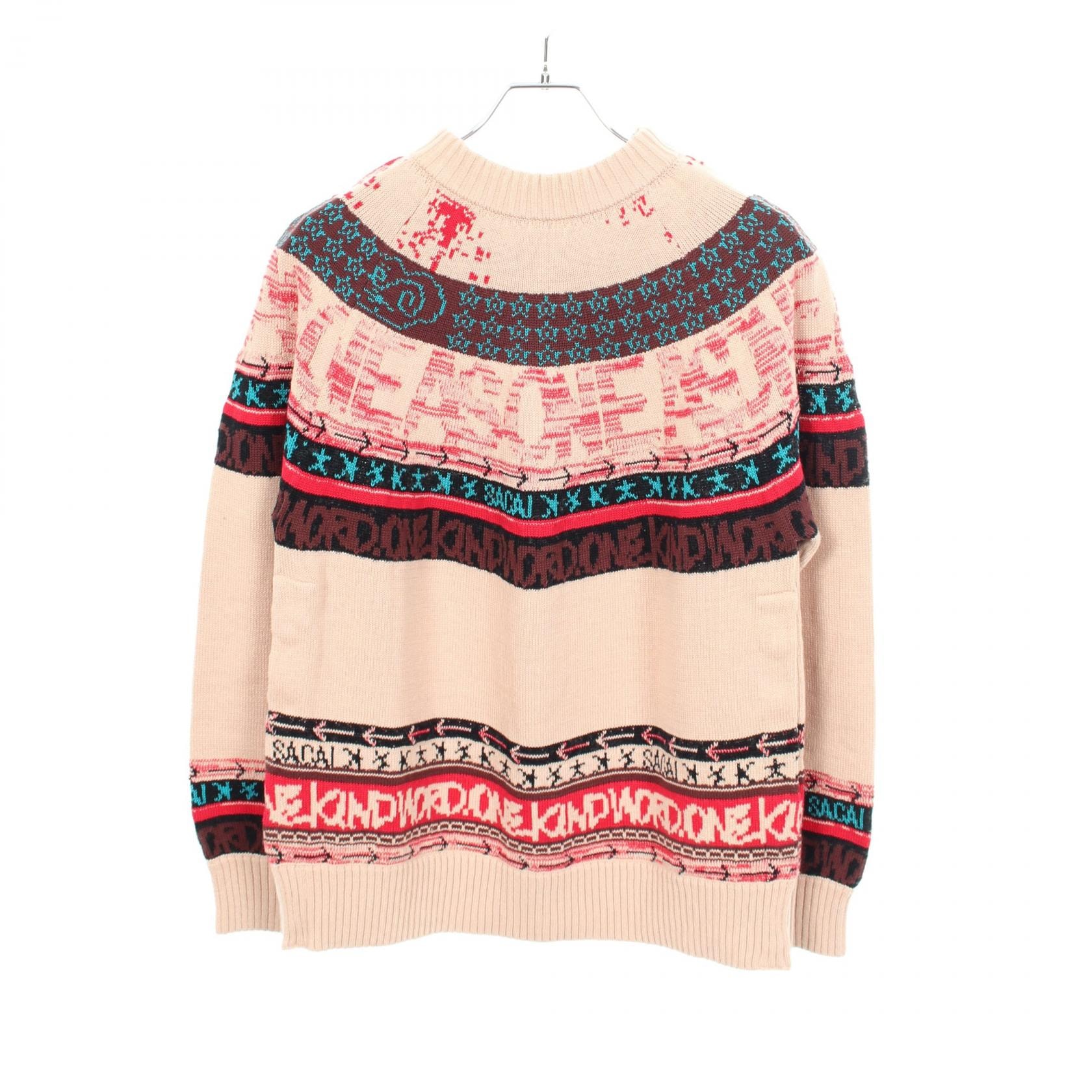 サカイ Sacai Sacai × Eric Haze ニット 衣料品 トップス コットン メンズ ベージュ系 / マルチカラー 23-02982M 【中古】