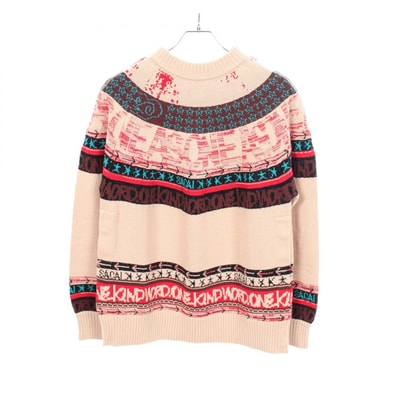 サカイ Sacai Sacai × Eric Haze ニット 衣料品 トップス コットン メンズ ベージュ系 / マルチカラー 23-02982M 【中古】