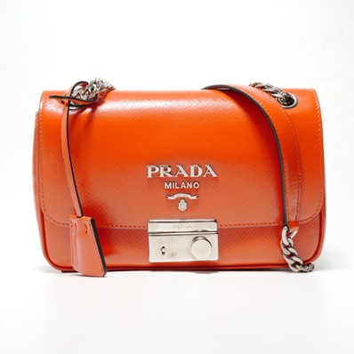 プラダ PRADA サフィアーノ パテント チェーン ショルダーバッグ【中古】