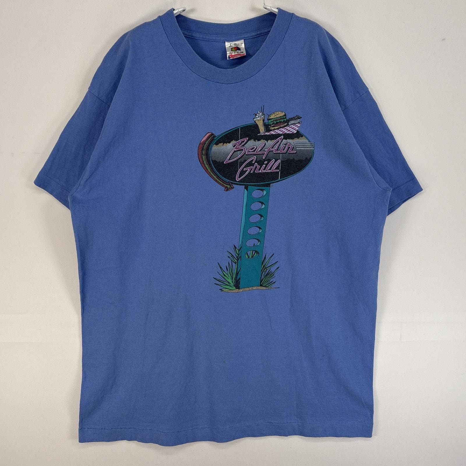 古着 90's/90年代 フルーツオブザルーム FRUIT OF THE LOOM 半袖Tシャツ アドバタイジング 両面 クラシックカー USA製 シングルステッチ L  ブルー系 メンズ