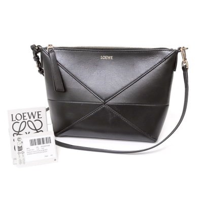 【美品】LOEWE ロエベ パズルフォールド ウォッシュ ショルダーバッグ 黒