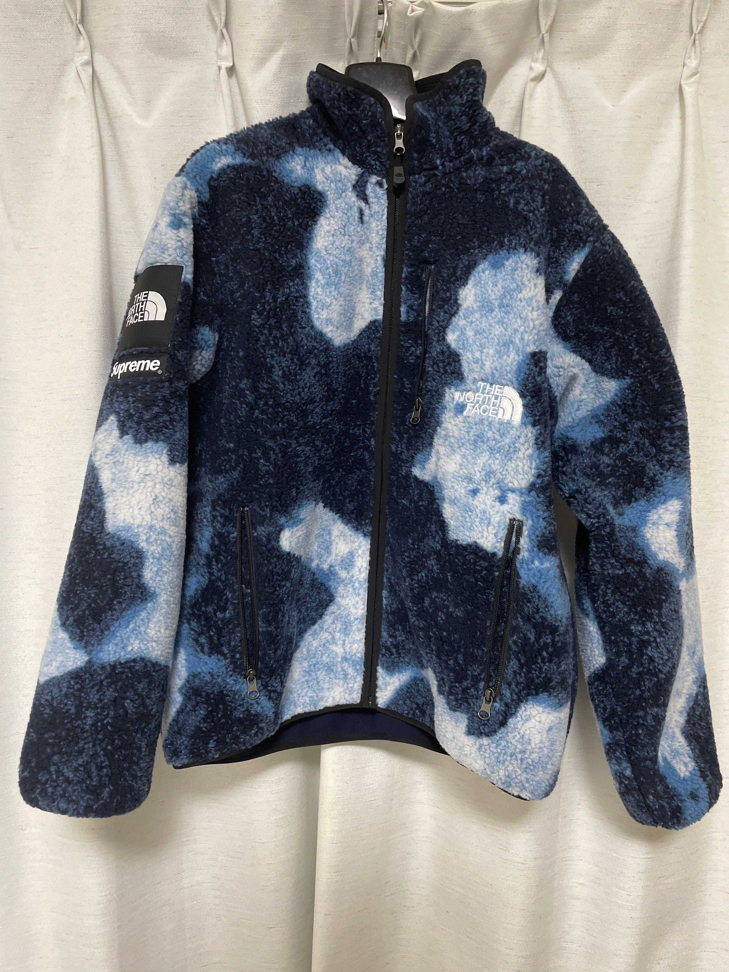 Supreme x The North Face Bleached Denim Print Fleece Jacket "Indigo"