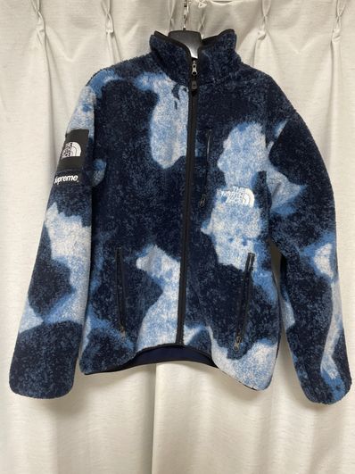 Supreme x The North Face Bleached Denim Print Fleece Jacket "Indigo"