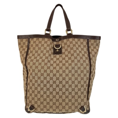 美品 GUCCI グッチ アビー ブラウン ゴールド金具 GGキャンバス レザー/ トートバッグ ショルダーバッグ 506668 【中古】