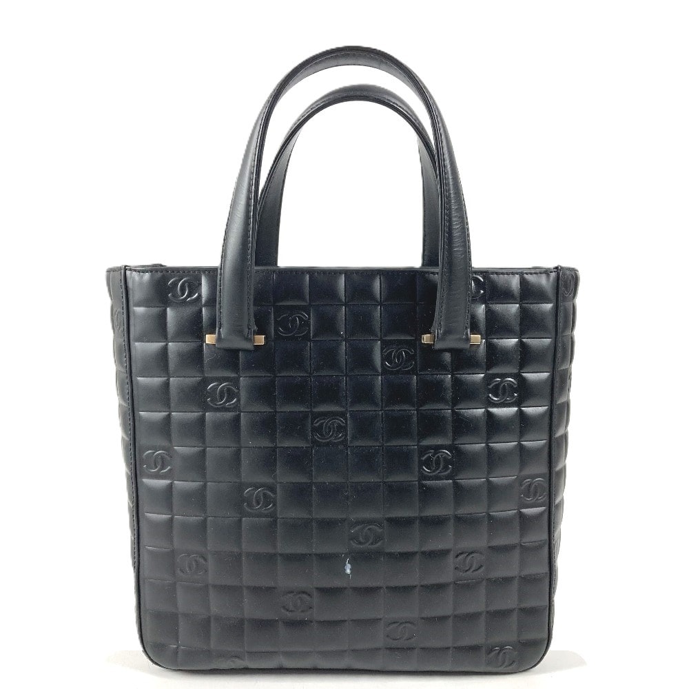 シャネル CHANEL ロゴ CC ココマーク チョコバー ヴィンテージ カバン トートバッグ  ハンドバッグ レザー ブラック