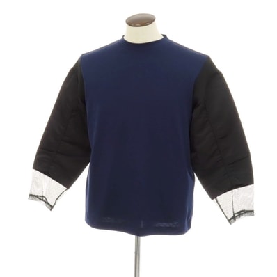 【中古】【未使用】トーガ TOGA VIRILIS 切り替えデザイン 長袖Tシャツ ネイビーxブラック【サイズ44】【メンズ】