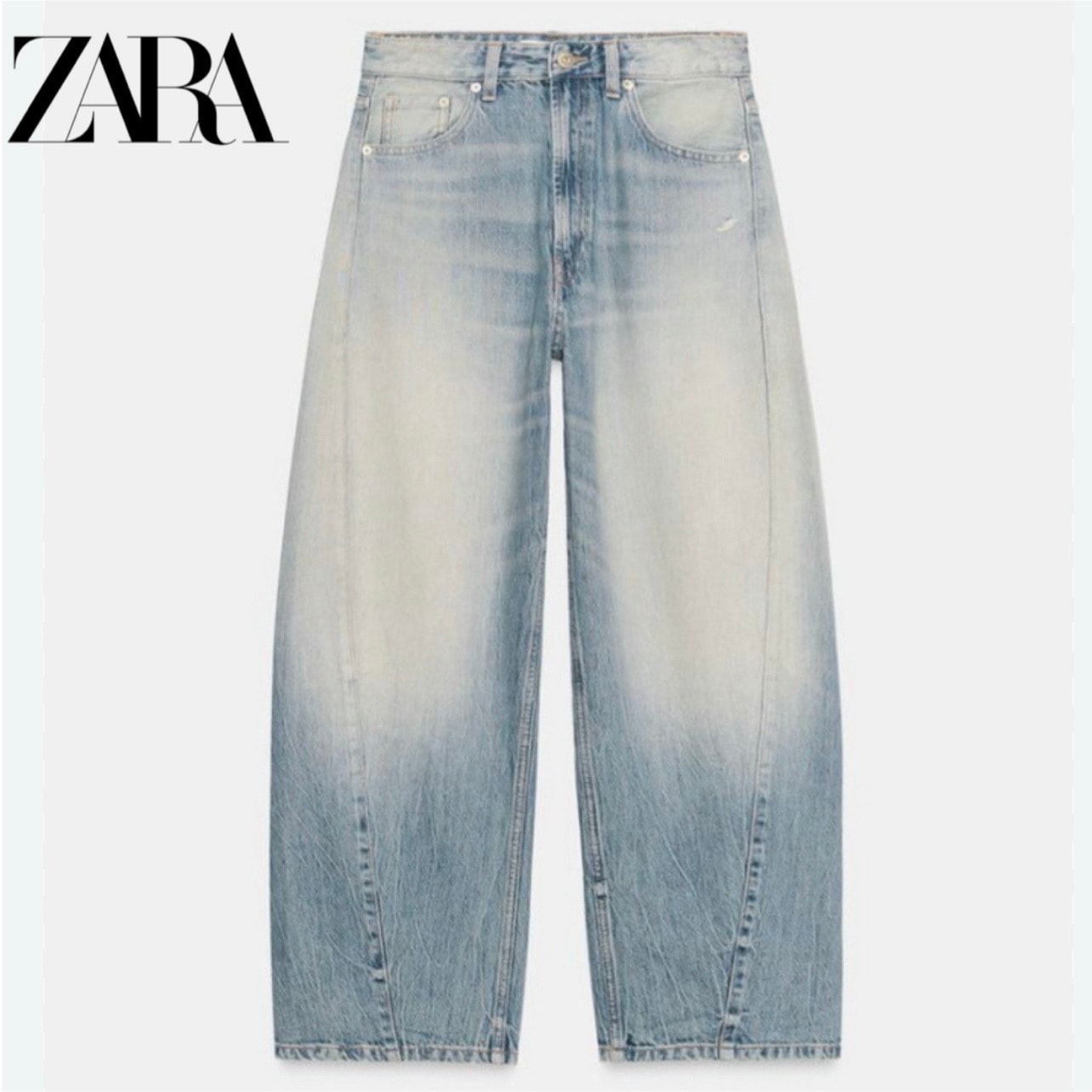 ザラZARA JEANS TRF バギーバルーン ミッドライズデニム28
