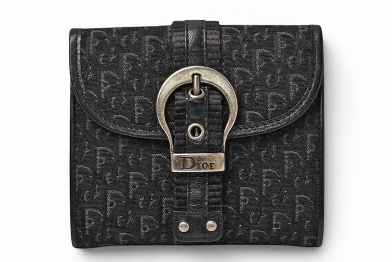 クリスチャンディオール 三つ折り財布 Christian Dior 折財布 トロッター ジャガード ブラック ヴィンテージ オールド【中古】