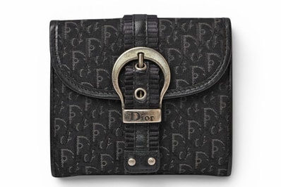 クリスチャンディオール 三つ折り財布 Christian Dior 折財布 トロッター ジャガード ブラック ヴィンテージ オールド【中古】