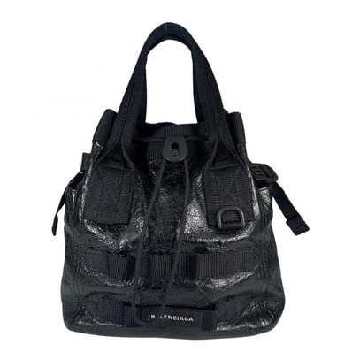 美品 BALENCIAGA バレンシアガ アーミー 2way ハンドバッグ レザー ブラック レディース【中古】