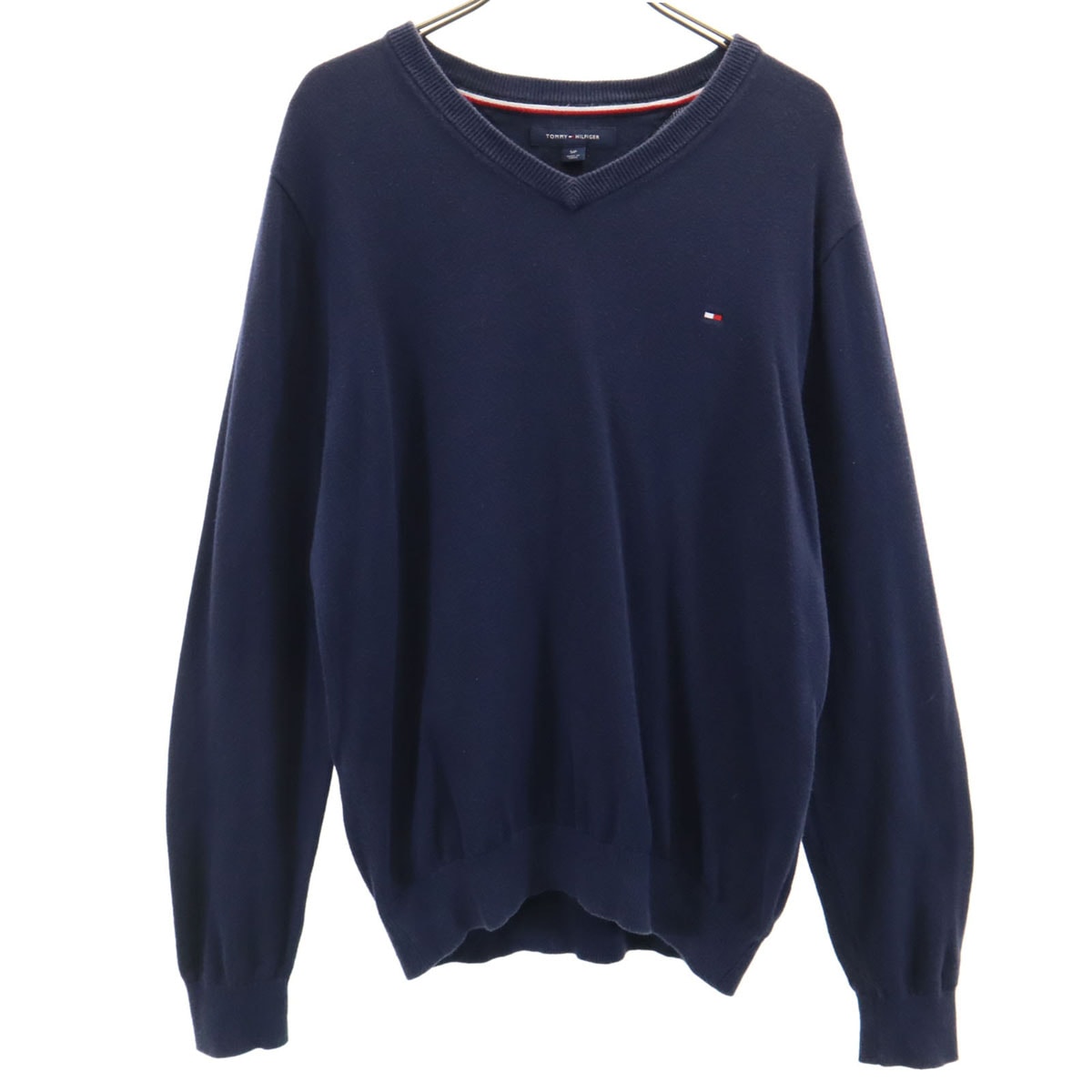 TOMMY HILFIGER トミーヒルフィガー 長袖 Vネック セーター S ネイビー セーター