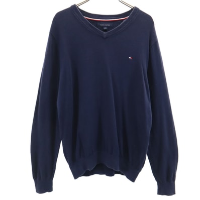 TOMMY HILFIGER トミーヒルフィガー 長袖 Vネック セーター S ネイビー セーター