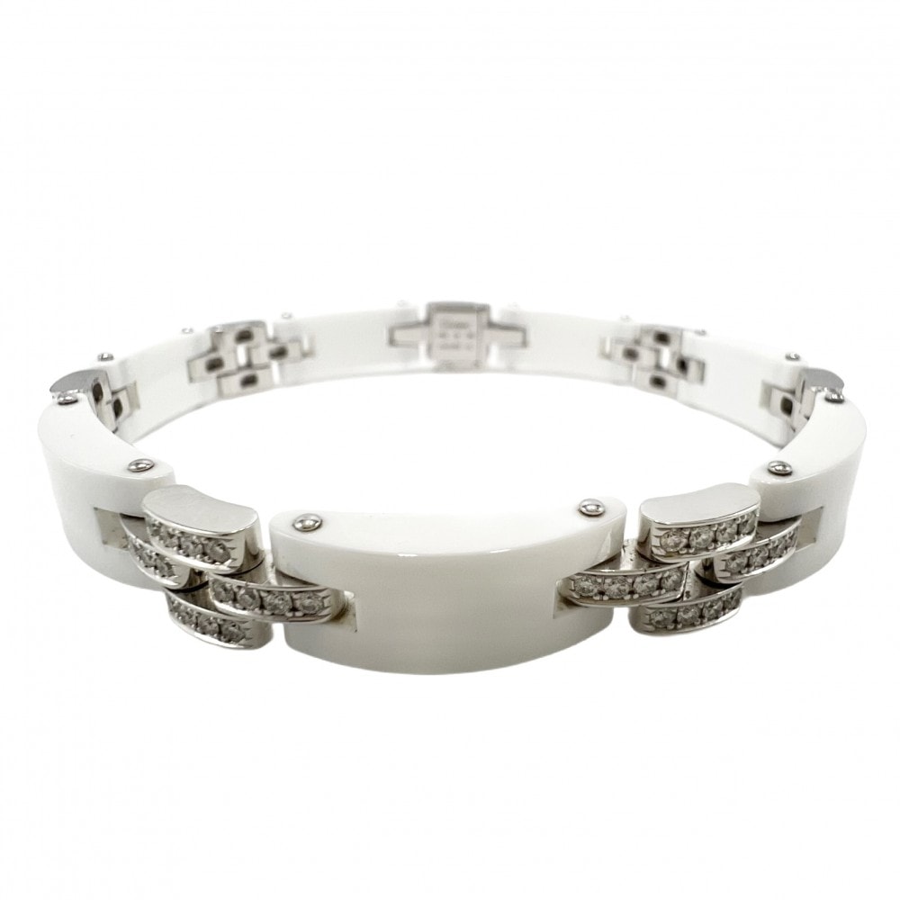 CARTIER カルティエ バングル マイヨンパンテール ジュエリー アクセサリー Au750 18金WG メンズ レディース ブレスレット K18ホワイトゴールド セラミック ダイヤモンド ユニセックス 約38.5g【中古品】