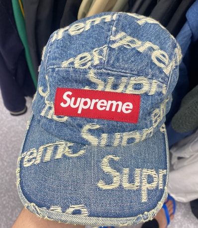 Supreme Frayed Logos Denim Camp Cap "Blue"