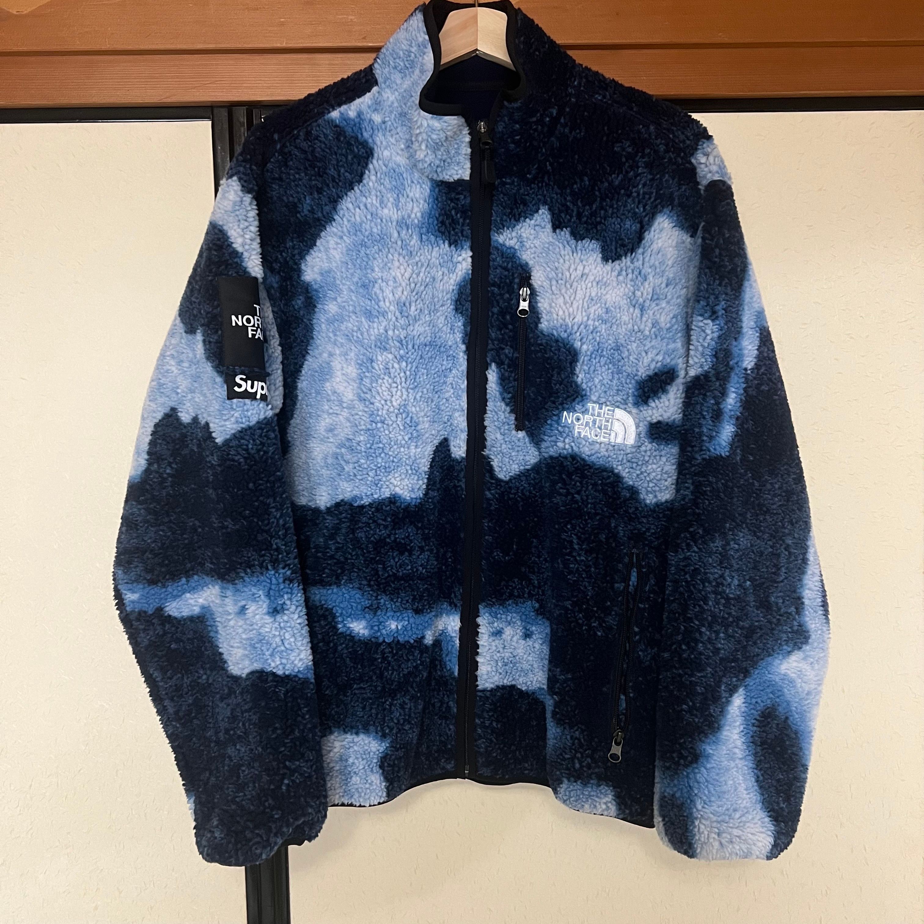 Supreme x The North Face Bleached Denim Print Fleece Jacket "Indigo"