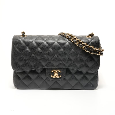 シャネル CHANEL 19番台 マトラッセ ダブルフラップ 30 キャビアスキン ショルダーバッグ【中古】