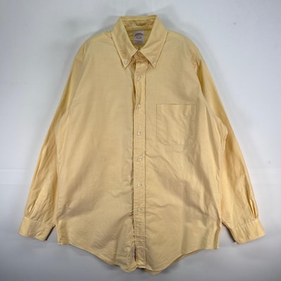 古着 ブルックスブラザーズ Brooks Brothers 長袖シャツ USA製 オックスフォード ボタンダウン M イエロー系 無地 メンズ