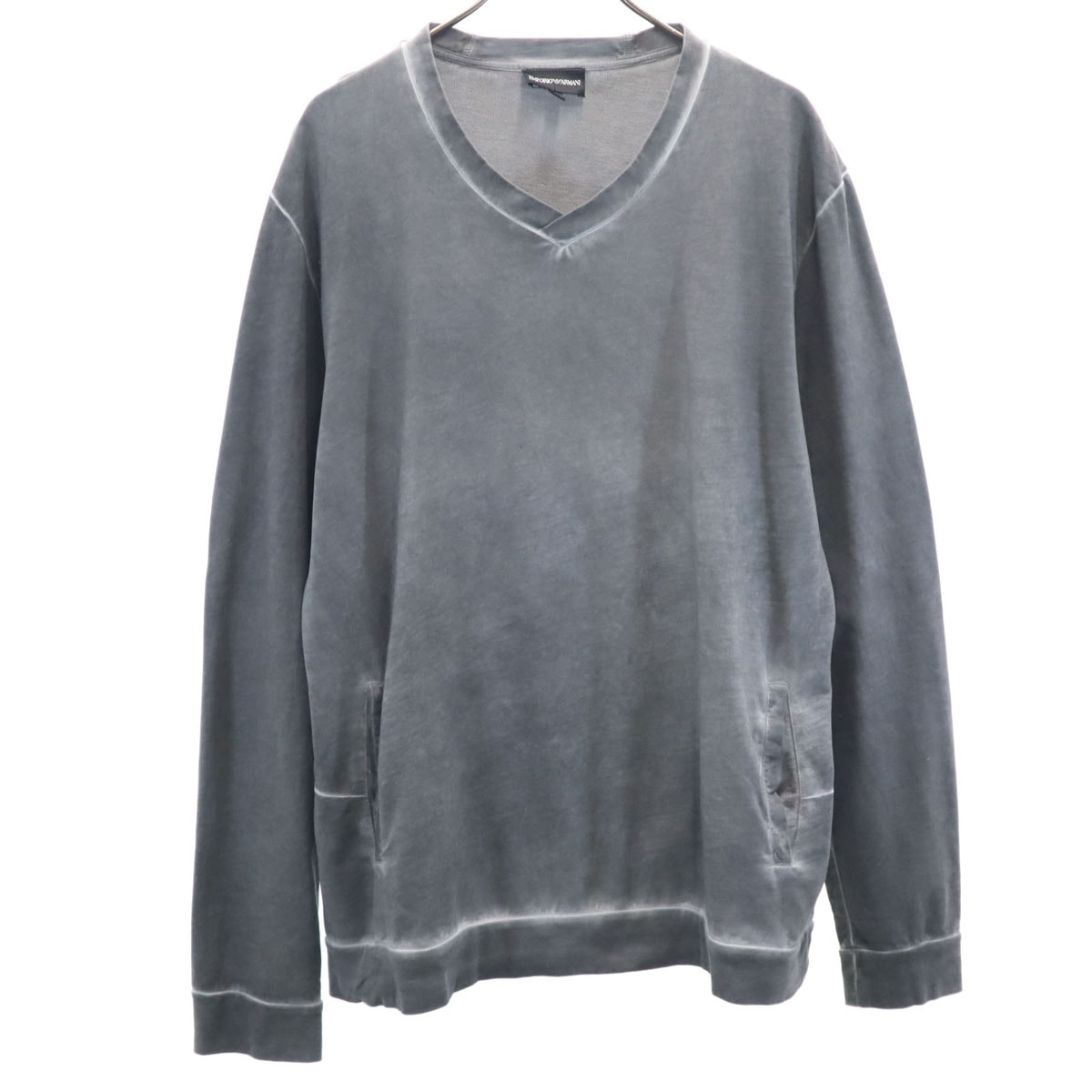 Emporio Armani エンポリオアルマーニ 長袖 顔料加工 カットソー XXL グレー ビッグサイズ