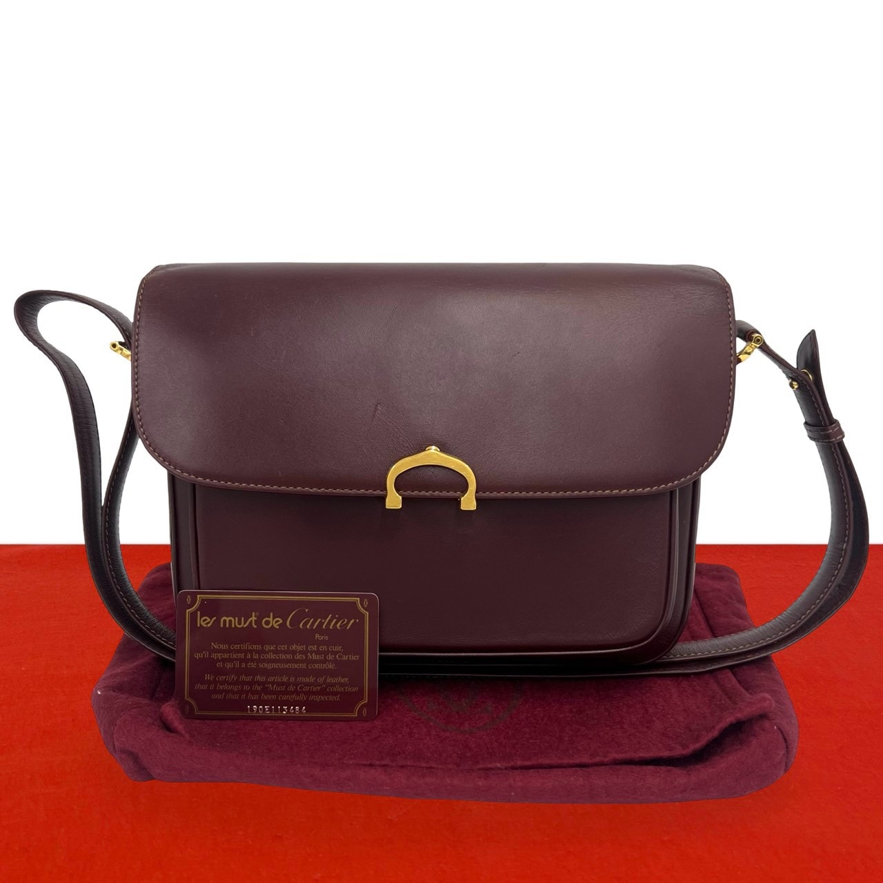 CARTIER カルティエ マストライン レザー ショルダーバッグ ワインレッド
19205