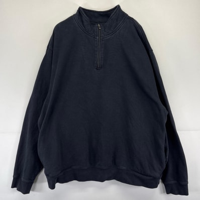 古着 エルエルビーン L.L.Bean スウェット ハーフジップ トレーナー 2XL ブラック系 無地 メンズ