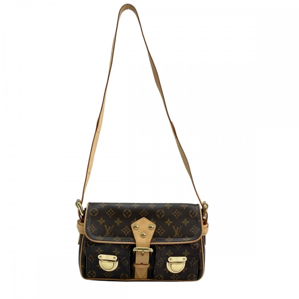 LOUIS VUITTON ルイヴィトン ショルダーバッグ 肩掛け 斜め掛け ハドソンPM M40027 モノグラムキャンバス    ブラウン 茶 ゴールド金具 レディース【中古品】
