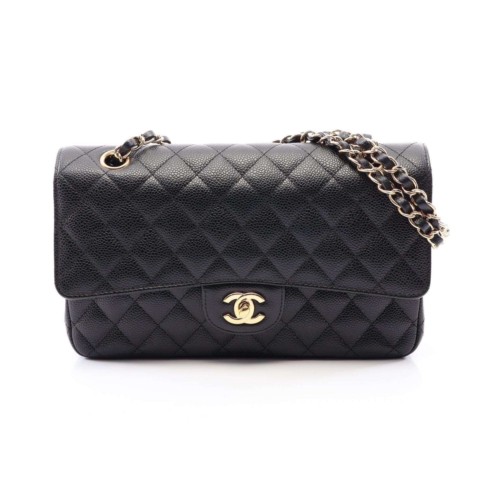シャネル CHANEL マトラッセ Wフラップ ショルダーバッグ バッグ カーフ(牛革) レディース ブラック系 A01112 【中古】