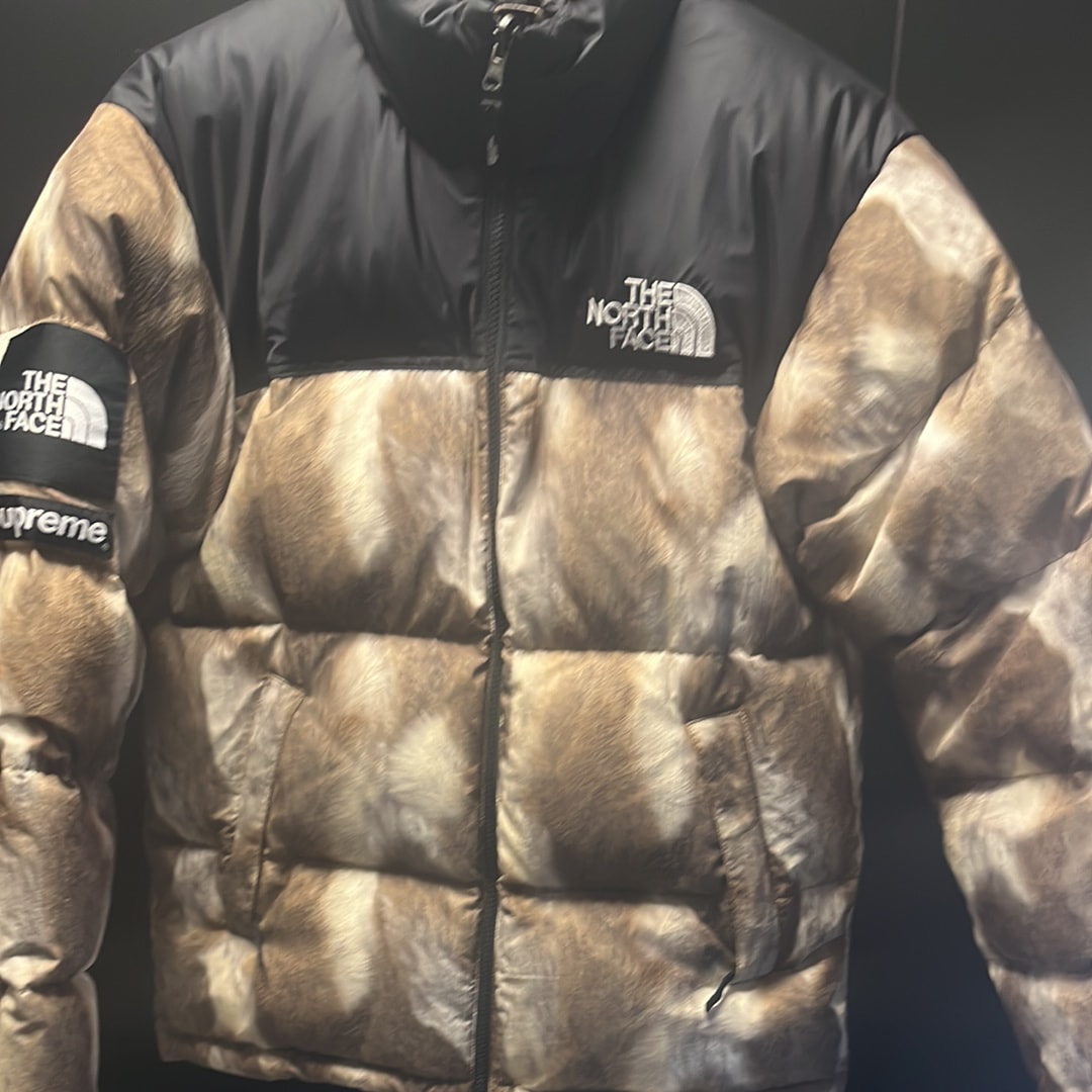 Supreme x The North Face Fur Print Nuptse Jacket "Brown"