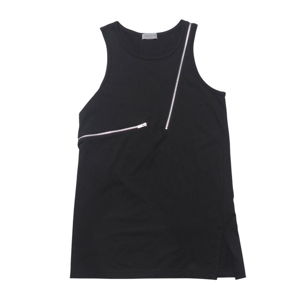 ■美品■Yohji Yamamoto POUR HOMME ヨウジヤマモトプールオム タンクトップ サイズ3 ZIP 装飾 ブランド古着【中古】20251021/RA6325