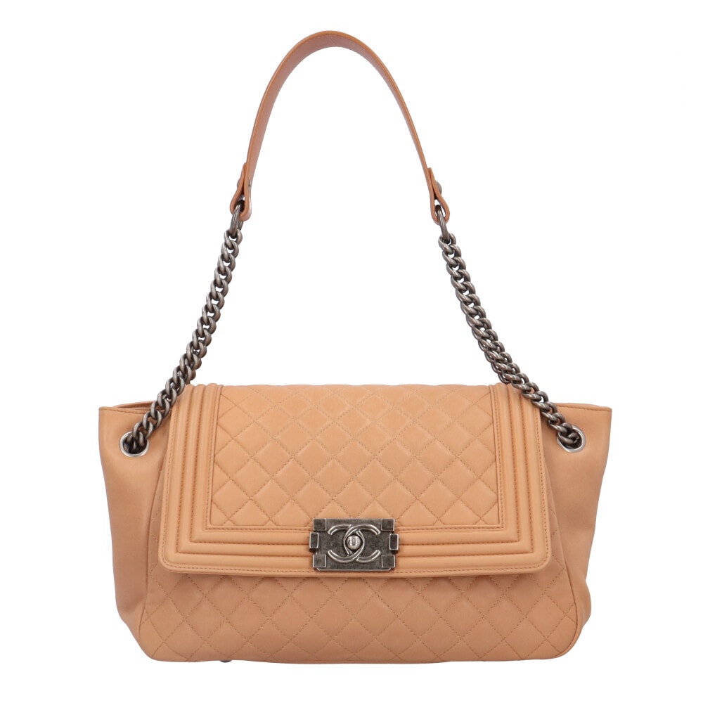 シャネル ボーイシャネル ショルダーバッグ レザー ベージュ レディース CHANEL  中古