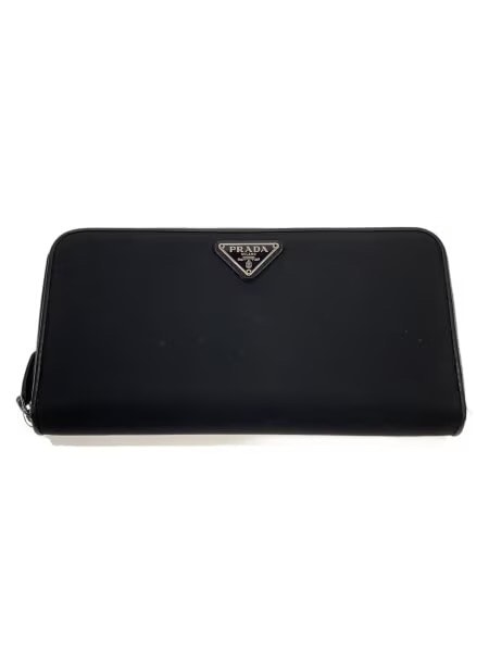 PRADA Saffiano Triangle Zip-Around Long Wallet "Black"