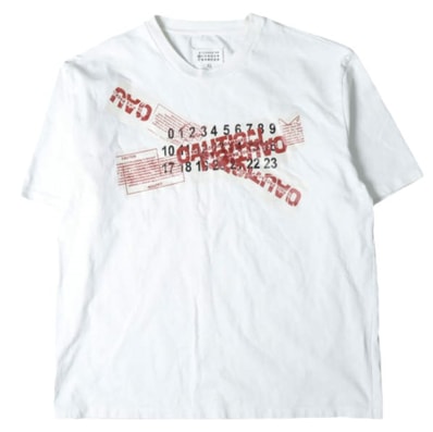 Maison Margiela 10 メゾンマルジェラ 19AW イタリア製 Caution Logo Print T-Shirt カレンダーロゴ オーバーサイズTシャツ S50GC0568 S23366 52 WHITE 半袖 トップス g28025